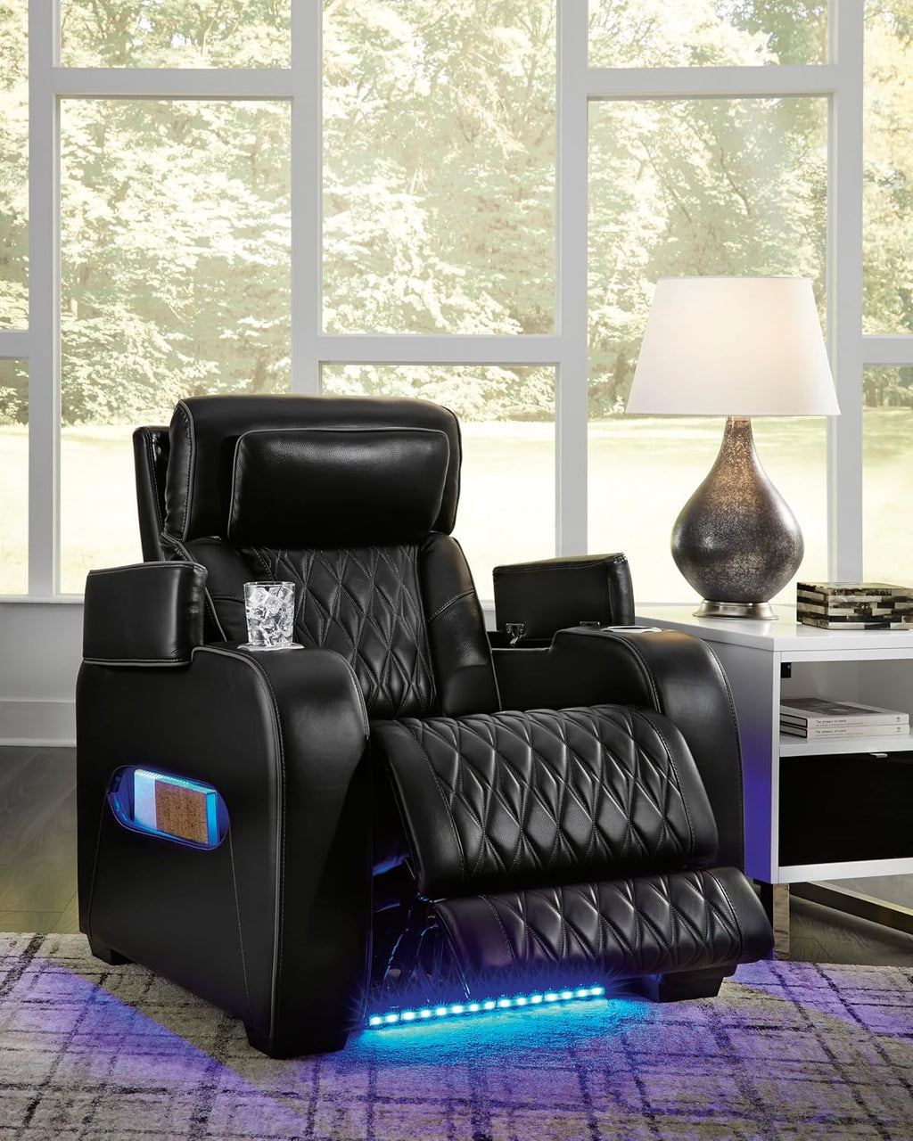 Signature Design by Ashley Leather Power Recliner Chair, Zero Gravity | Soothing air massage and heat, Extended ottoman with adjustable headrest, 250-lb weight capacity, Boyington Series