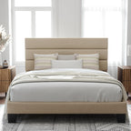 Allewie Queen Size Platform Bed Frame with Fabric Upholstered Headboard