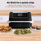 Ninja Foodi Air Fryer, 7 Qt MegaZone, 6-in-1, Black, DZ071 | Air fry, roast, broil, bake, reheat, dehydrate, 450F max, 2x3.5 Qt baskets, Smart Finish