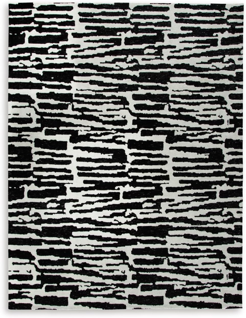 Signature Design by Ashley Bramshaw Area Rug, 8x10, Black and Ivory | Plush 9 mm medium-pile polyester, Protective woven cotton backing, Contemporary high-contrast pattern