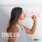 Ello Syndicate 20oz Glass Water Bottle with Flip Lid and Sleeve, Cashmere