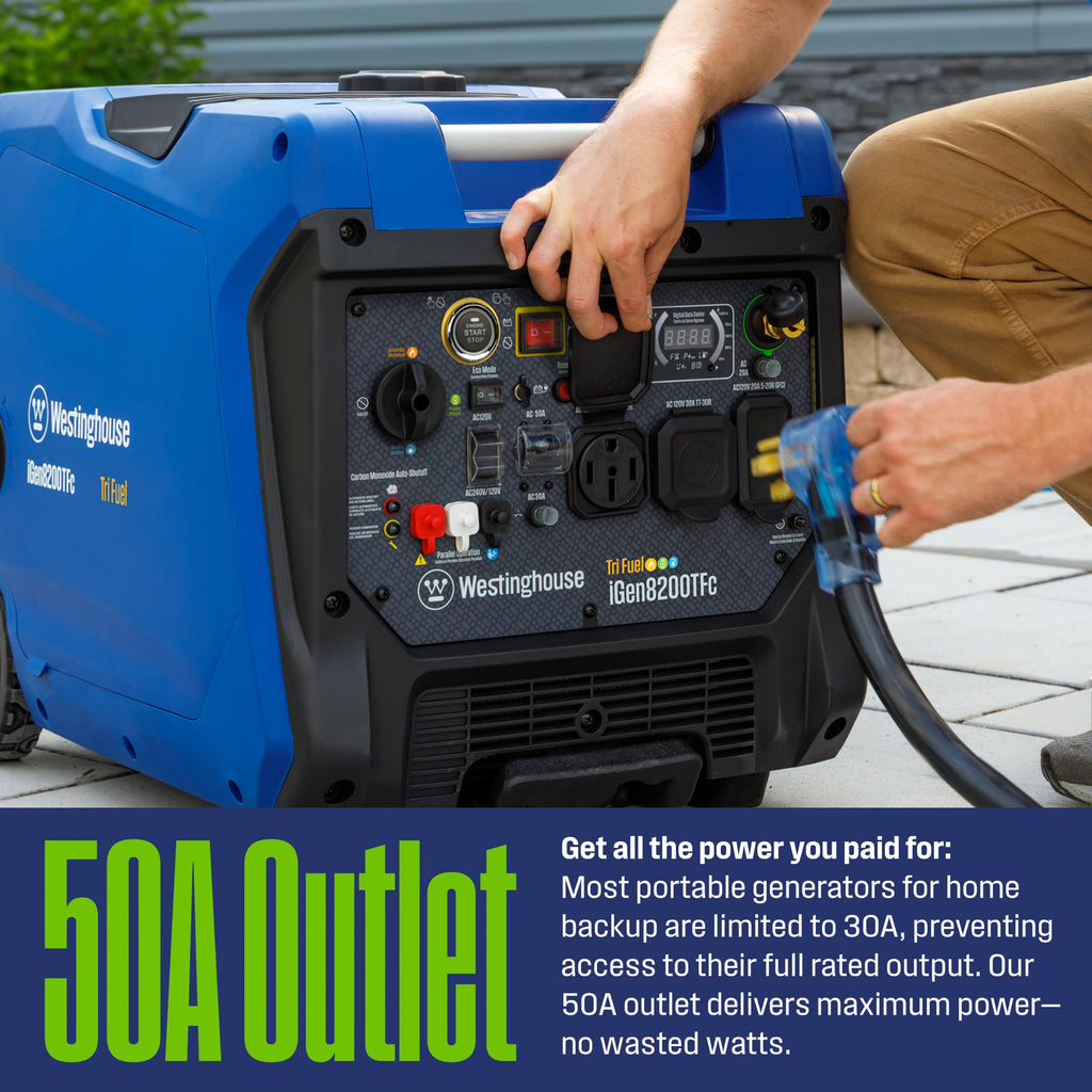 Westinghouse 12000 Peak Watt Tri-Fuel Portable Inverter Generator, Remote Start, Transfer Switch Ready, Gas/Propane/Natural Gas Powered, Low THD, Safe for Electronics, Parallel Capable, CO Sensor