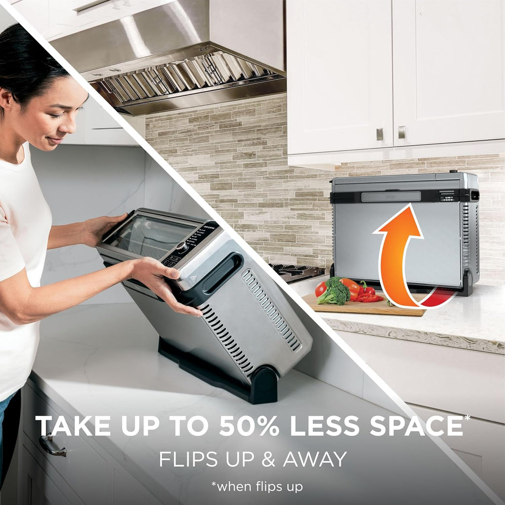 Ninja Digital Air Fry Countertop Oven, 8-in-1, XL, Silver, SP101 | Air fry, air roast, broil, bake, toast, bagel, dehydrate, keep warm, 1800W, Flip up & away