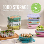 Ello Duraglass 3.4 Cup Glass Meal Prep Containers, 10 Pc, 5 Pack, Fruit