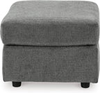 Signature Design by Ashley Stairatt Gray Rectangular Upholstered Ottoman | Plush gray chenille upholstery, Fully assembled couch extension, Sturdy 33x23 in footprint