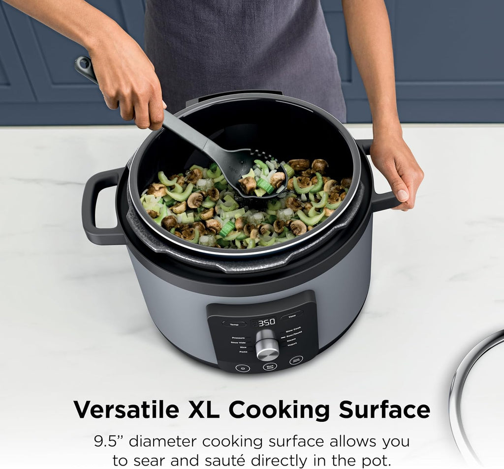 Ninja® HyperHeat™ 9-in-1 Pressure Cooker, 6.5-qt, Stone Purple, PC201SP | Cooks 2X faster, Sear, Sauté, Slow Cook, Steam & Sous Vide, 1200W, PFAS-free pot, removable SimpliServe™ pot for easy serving