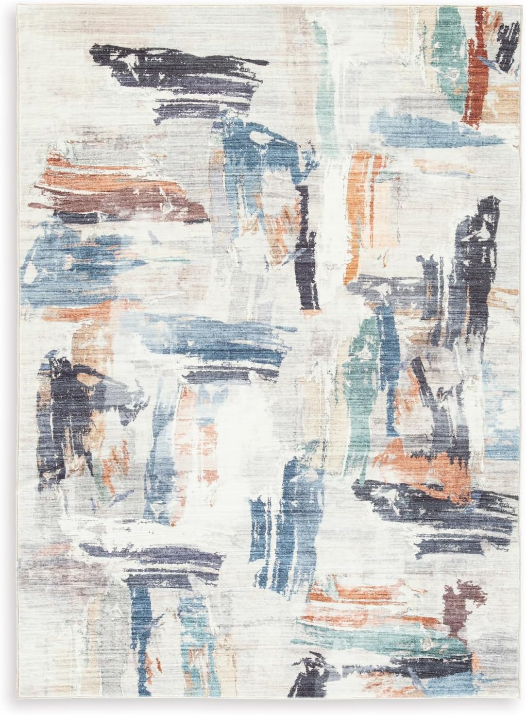 Signature Design by Ashley Washable Area Rug, 8x10, Abstract | 100% polyester with 7 mm medium pile, Abstract contemporary style for living rooms, Hessland Series