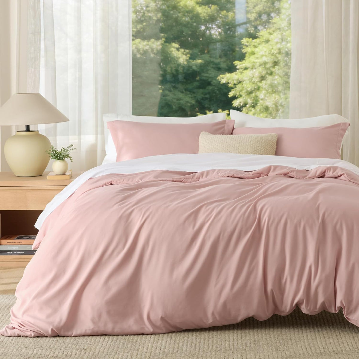 Bedsure Duvet Cover Queen Size, 3Pcs Soft Double Brushed Bedding Set, White