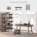Signature Design by Ashley Lyncott Home Office Desk 60" Midcentury Modern | Mid-century modern office desk, Mango wood veneer, Solid rubberwood legs, 3 dovetail drawers, Integrated cord management