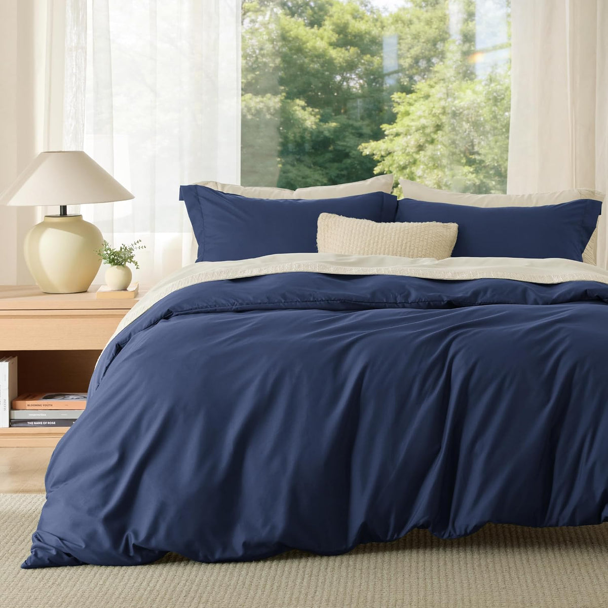 Bedsure Duvet Cover Queen Size, 3Pcs Soft Double Brushed Bedding Set, White