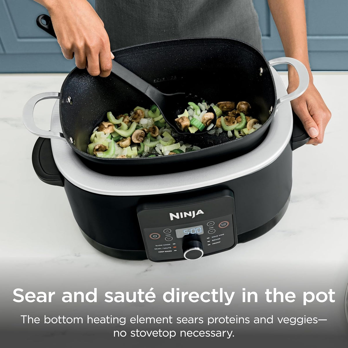 Ninja® PossibleCooker™ PLUS 12-in-1, 8.5-qt, Black, MC1010 | 12-in-1 replaces 12 appliances, Sous Vide & Proof, glass lid, nonstick oven-safe pot to 500°F, cooker-to-oven-to-table.