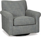 Signature Design by Ashley Renley Tweed Glider Swivel Accent Chair, Ash | Multi-tonal polyester, rayon, and acrylic upholstery, 360-degree rotation for living rooms and home offices