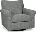 Signature Design by Ashley Renley Tweed Glider Swivel Accent Chair, Ash | Multi-tonal polyester, rayon, and acrylic upholstery, 360-degree rotation for living rooms and home offices