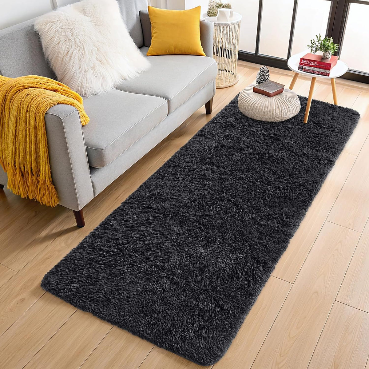 OLANLY Beige Round Rugs for Bedroom - Machine Washable, 4 ft Circle Area Rugs for Living Room, Soft and Fluffy Shaggy Carpet for Teen Girls and Boys, Nursery Rooms, Dorms, Home Decor Aesthetic