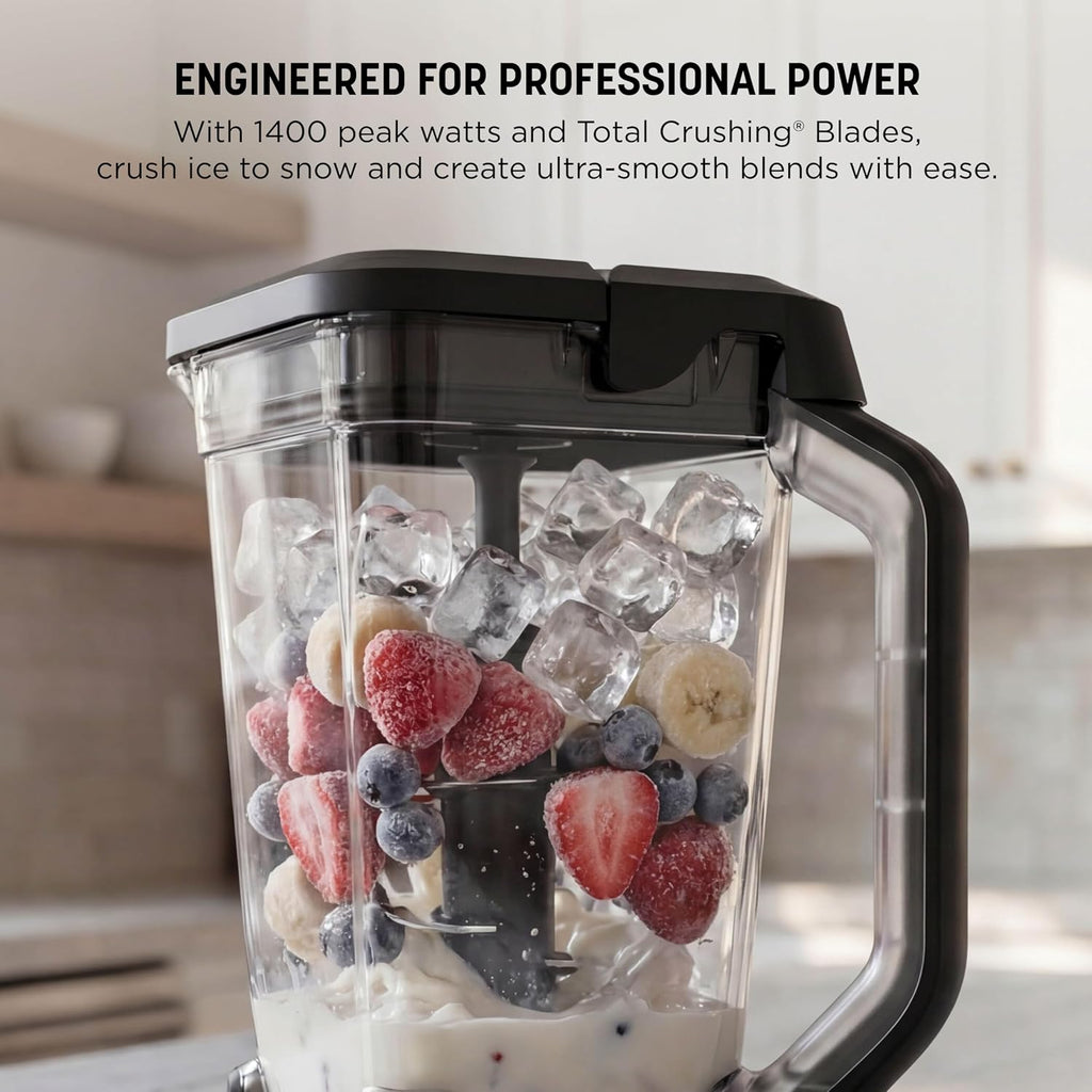 Ninja Professional Plus Blender, Auto-iQ, 1400W, 72oz Pitcher, BN701BLBRN | 1400 peak-watt motor, 3 Auto-iQ presets for smoothies, frozen drinks & ice cream. Total Crushing blades. Dishwasher safe.