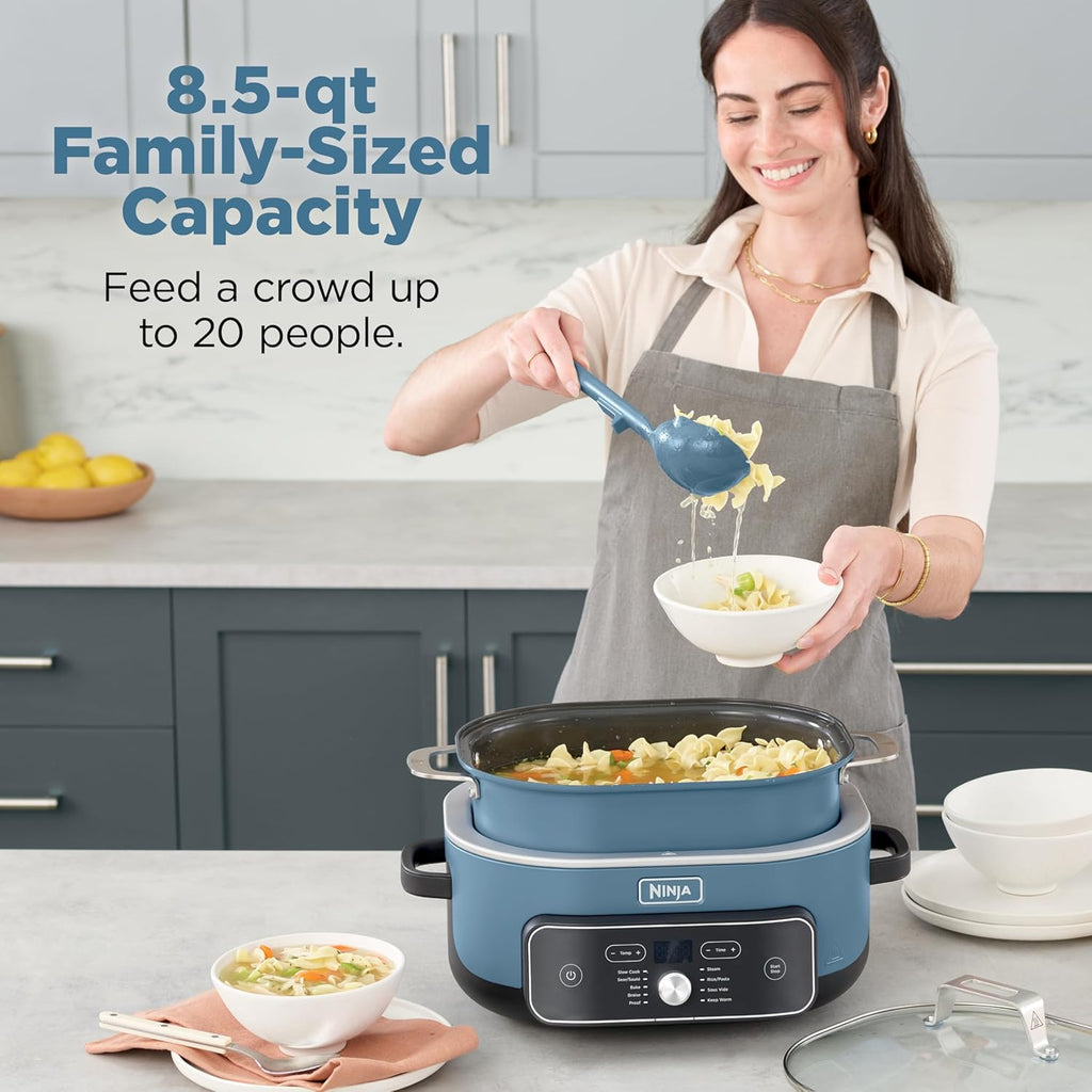 Ninja® PossibleCooker™ PRO Plus, 8.5-qt, Blue Macaron, MC2001 | 9-in-1 replaces 16 tools, 1400W, Slow Cook, Sear, Sauté, Proof, Pasta/Rice, oven-safe ceramic pot, cooker-to-oven-to-table.