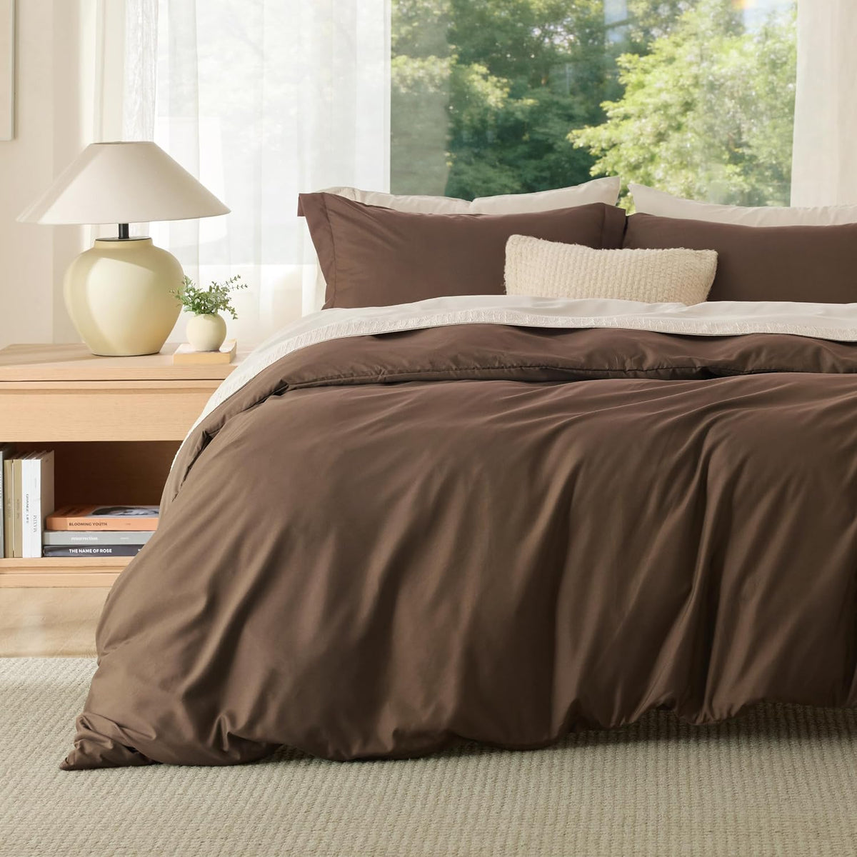 Bedsure Duvet Cover Queen Size, 3Pcs Soft Double Brushed Bedding Set, White