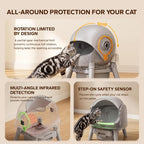 Mimfam Automatic Self Cleaning Litter Box, with 4 Pairs Infrared Senor, Open-Top Design for Multi-Cat Homes, Comes with Liner Bags and Cat Litter Mat, Grey
