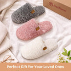 EverFoams Women's Fuzzy Slippers Warm Cozy Memory Foam Indoor House Shoes