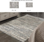 Signature Design by Ashley Modern Shag Rug 8x10, Gray and Beige | Woven polyester with a plush 1.18-inch thick pile, Abstract striped pattern for living room decor, Gizela Series