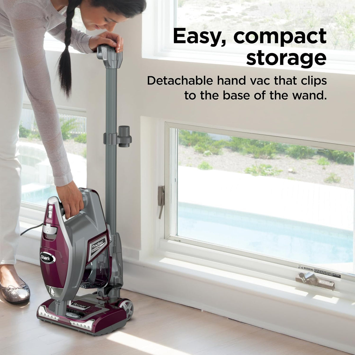 Shark Rocket Pet Plus Corded Stick Vacuum, Lightweight, Bordeaux, HV322