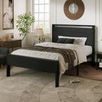Allewie Twin Size Bed Frame, Heavy Duty 12 Metal Slats Support, Black Oak