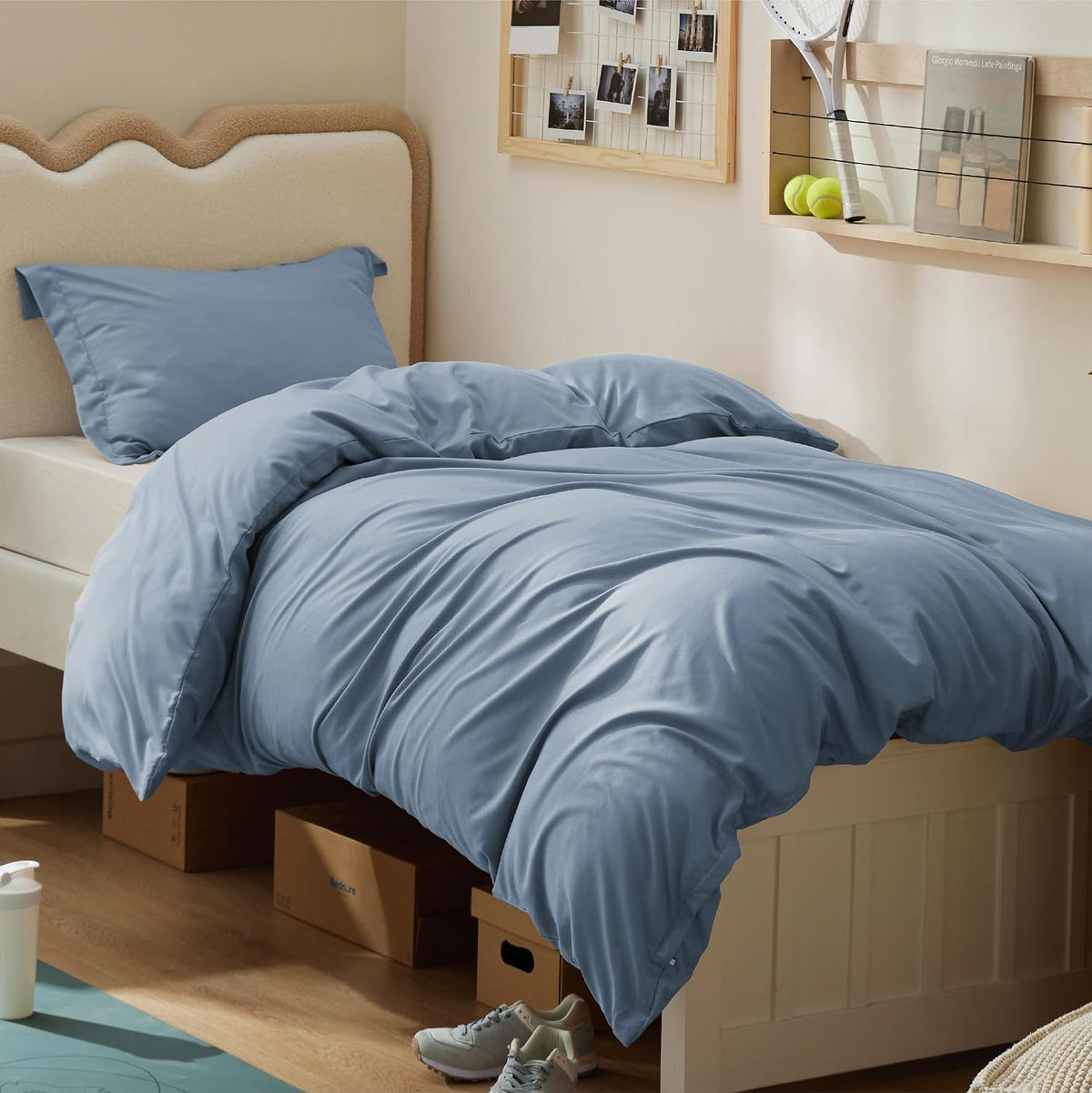 Bedsure Duvet Cover Queen Size, 3Pcs Soft Double Brushed Bedding Set, White