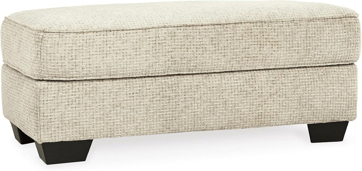 Signature Design by Ashley Rectangular Ottoman, Sandstone Beige | Firmly cushioned 100% polyester chenille fabric, Generous 44-inch scale for coffee table or lounge use, Monaghan Series