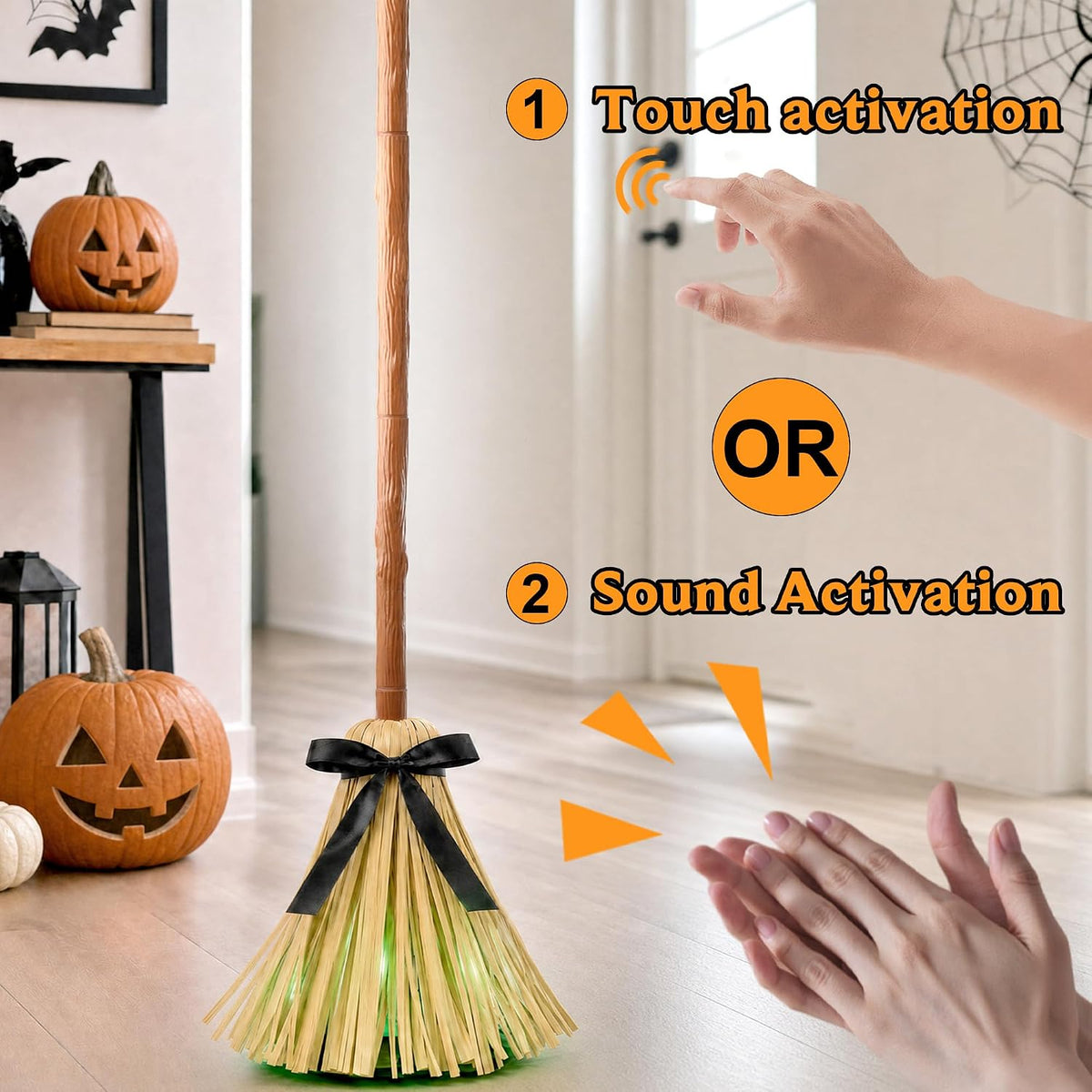 Halloween Decorations Indoor - 49" Animated Floating Lighted Witch Broom
