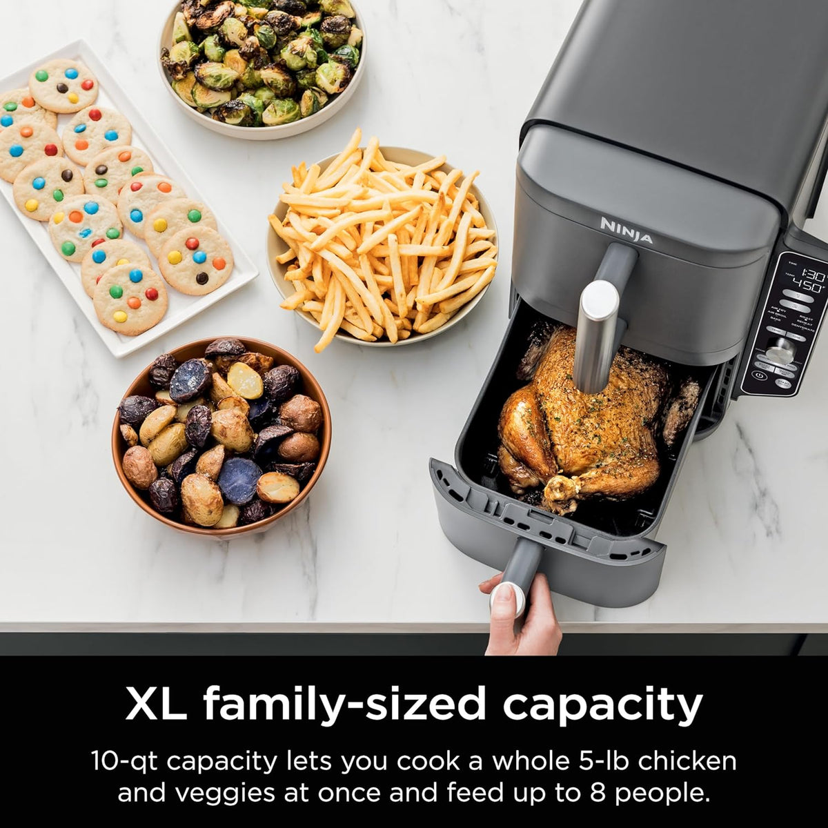 Ninja Air Fryer DoubleStack XL, 10 Qt, 6-in-1, Deep Grey, SL401 | Air fry, broil, roast, bake, reheat, dehydrate, Cooks 4 foods at once, Fits 5 lb chicken