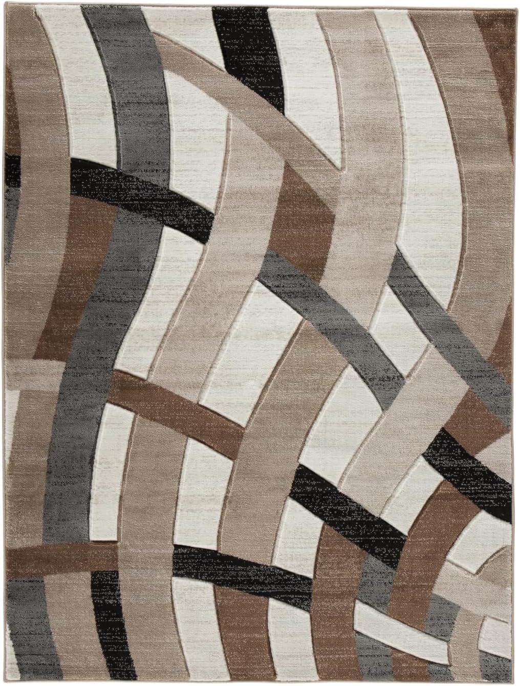 Signature Design by Ashley 7x10 Area Rug, Modern Geometric | Carved 12 mm high-low pile for tactile texture, Stain-resistant polypropylene large living room rug, Jacinth Series