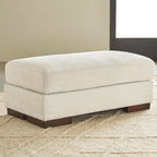 Signature Design by Ashley Large Rectangular Chenille Ottoman, Birch White | Textured polyester chenille over a durable reinforced wood frame, Pre-assembled contemporary convenience, Maggie Series