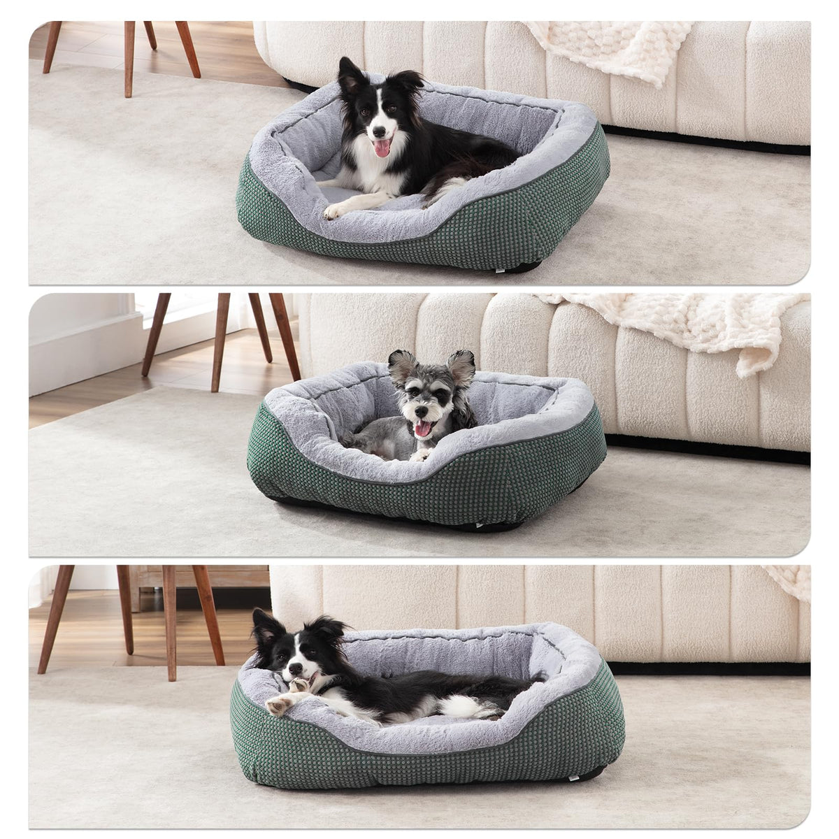 INVENHO Medium Dog Beds for Medium Dogs Washable, Rectangle Dog Bed Medium Size Dog, Orthopedic Dog Bed, Warming Soft Calming Sleeping Puppy Bed Durable Pet Bed with Anti-Slip Bottom M(30"x24"x9")