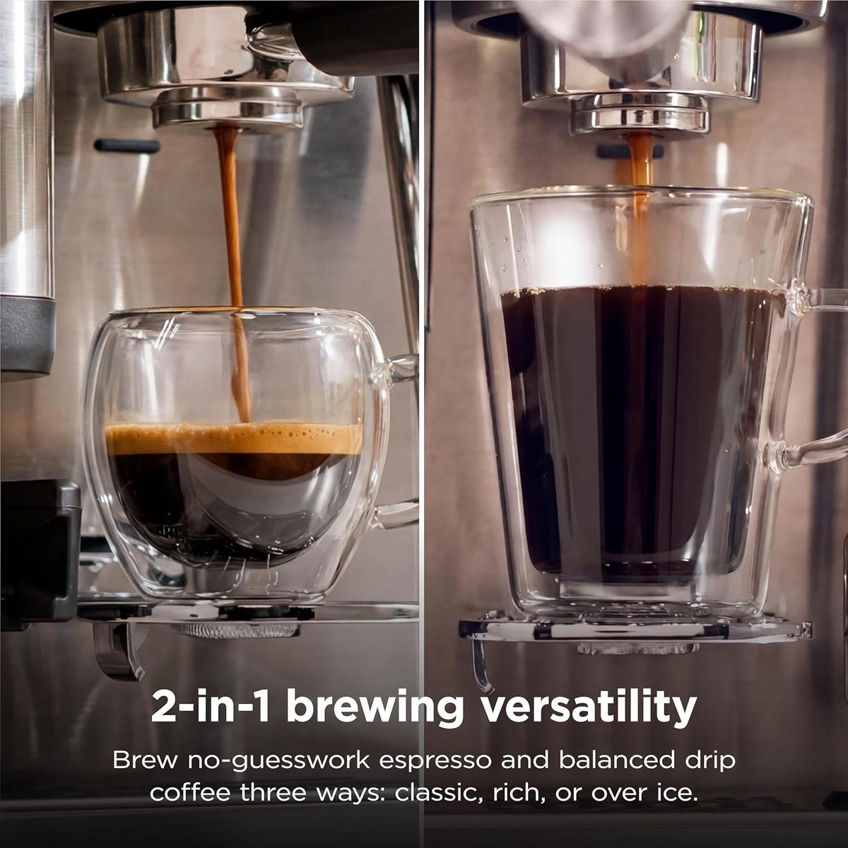 Ninja Luxe Café Mini, Espresso Machine & Drip Coffee, Stainless, ES301 | Built-in Burr Grinder, Precision Scale & Manual Steam Wand, Lattes, Cappuccinos & More