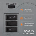 HOMCOM Freestanding Electric Fireplace LED Flame Effect 1000W/2000W, Grey