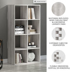 Signature Design by Ashley 8 Cube Storage Organizer Bookcase, Whitewash | Vertical or horizontal setup, Sturdy engineered wood (MDF/particleboard/plywood) and decorative laminate, Paxberry Series