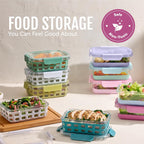 Ello Duraglass 3.4 Cup Glass Meal Prep Containers, 10 Pc, 5 Pack, Orchard