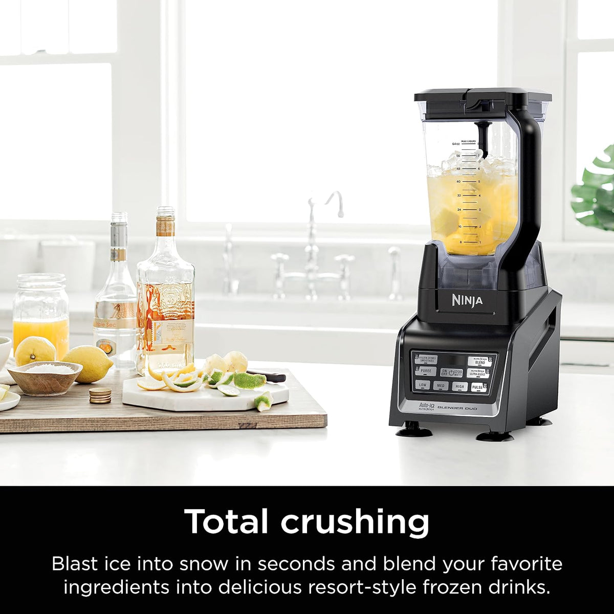 Ninja Nutri Personal & Countertop Blender, 1200W Auto-iQ, Black, BL642 | Auto-iQ base blends smoothies & shakes. 72-oz pitcher plus 18, 24 & 32-oz to-go cups w/ spout lids. Dishwasher safe.