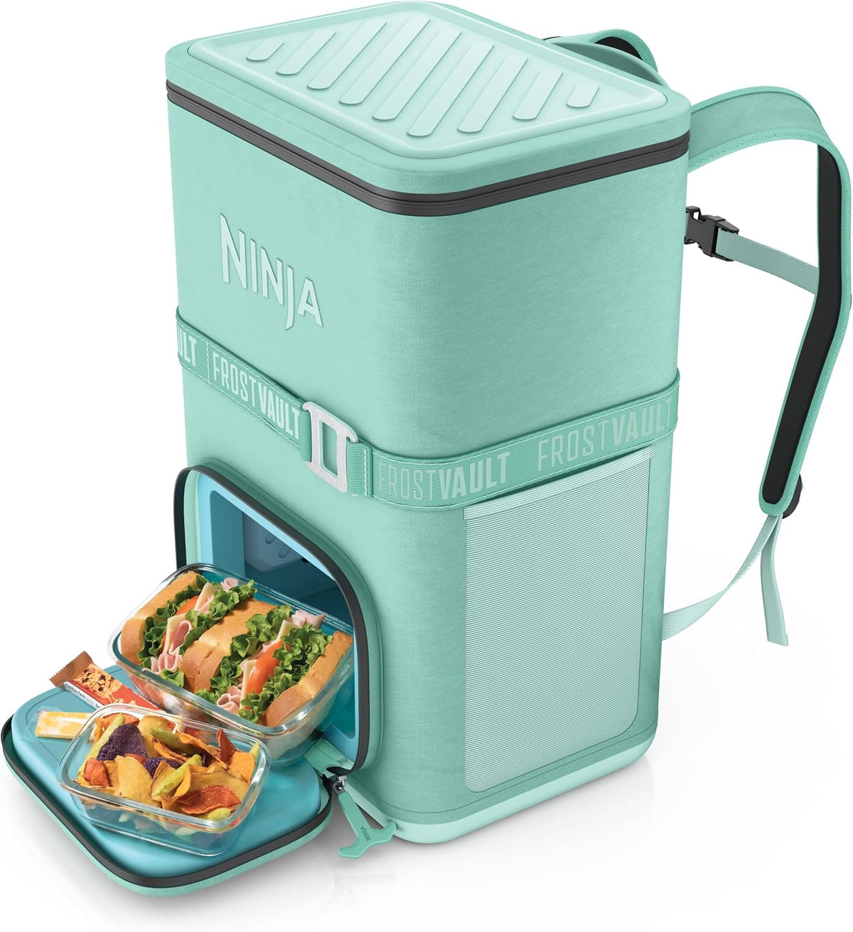 Ninja FrostVault™ Go XL Soft Backpack Cooler, Dry Storage, Cactus Green | Ninja FrostVault Go XL soft cooler, stays cool for hours with a leakproof, easy-access lid, and carries like a backpack
