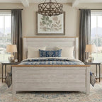Signature Design by Ashley Willowton Queen Panel Bed Frame, Whitewash | Charming coastal shabby-chic aesthetic, Durable engineered wood construction, Complete headboard footboard and rails