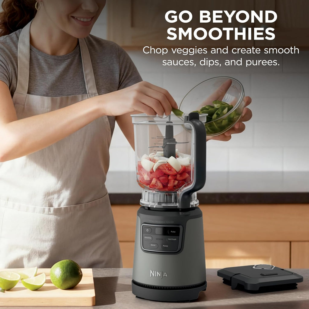 Ninja BlendPro Kitchen System, 72oz Blender, 5-Cup Processor, Beige, BO402 | Total Crushing presets for smoothies, ice crush, purees & extracts. 72-oz blender + 5-cup processor + 18-oz cup. 1200W.
