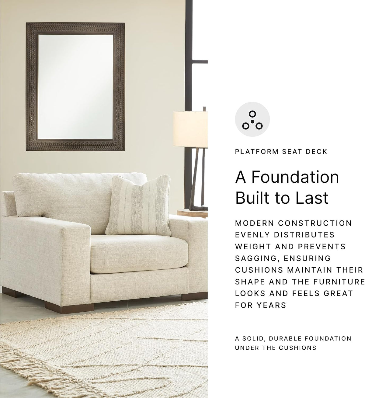 Signature Design by Ashley Oversized Accent Chair and a Half, Birch Beige | Plush textured polyester chenille with track arms, Sag-resistant platform foundation, Reversible cushions, Maggie Series