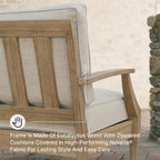 Signature Design by Ashley Clare View 1-Piece Outdoor Lounge Chair, Beige | Eucalyptus wood frame, 5-step protective coating, Nuvella performance fabric, Zippered foam core, 30x35x32 inches