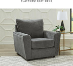 Signature Design by Ashley Stairatt Upholstered Accent Chair, Gravel Gray | 100% polyester fabric, Smooth platform foundation, 38 in width, Attached back and loose seat cushions, Flared arms