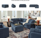 Signature Design by Ashley Modmax Oversized Square Accent Ottoman, Ink Blue | Stain-resistant Next-Gen Nuvella performance fabric, 32 in square footprint, Fits modular sectionals, No assembly required