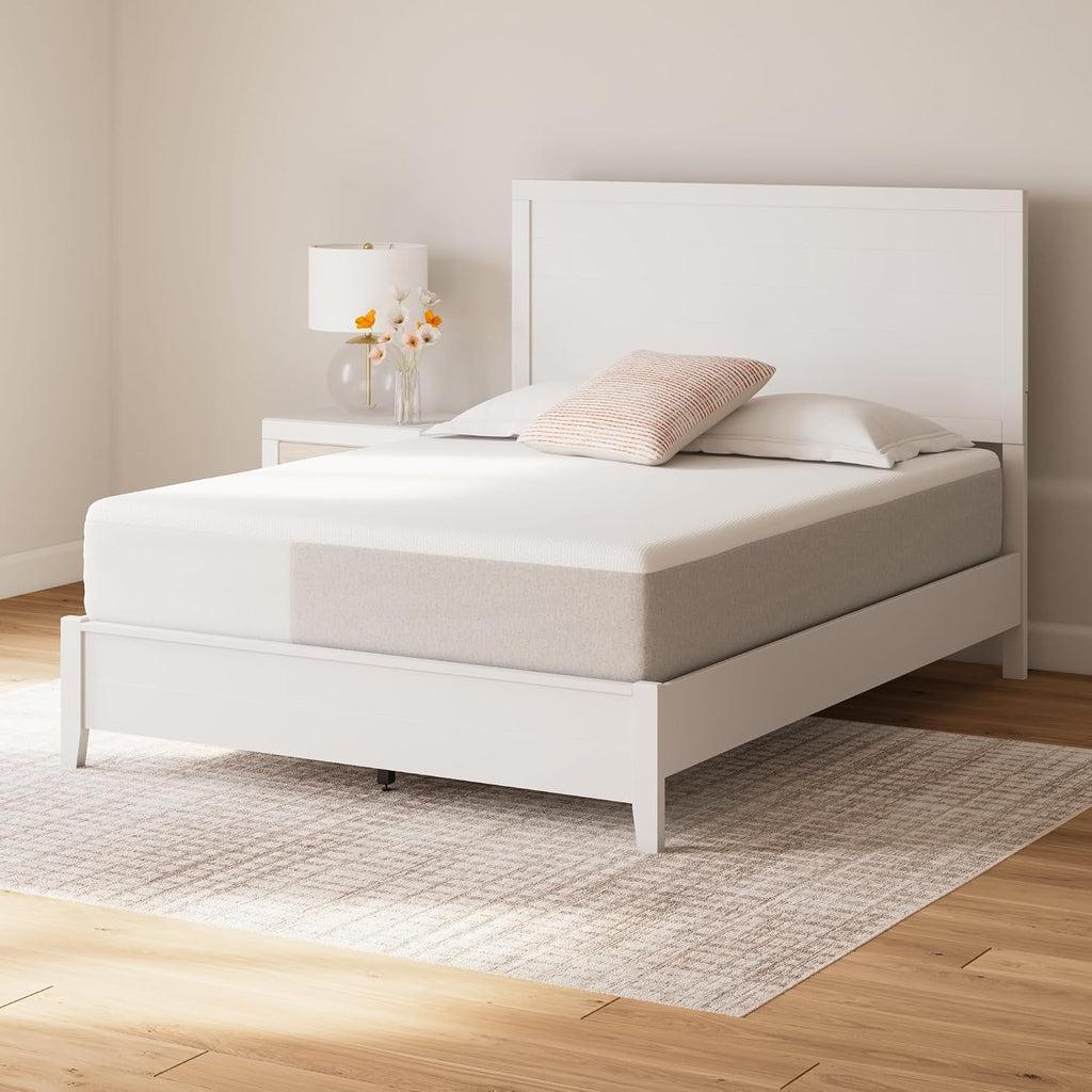 Signature Design by Ashley Chime Memory Foam Mattress, 12 Inch, Queen | Medium Firm comfort and firm support, Cooling knit cover over high-density gel foam, Compressed bed in a box setup