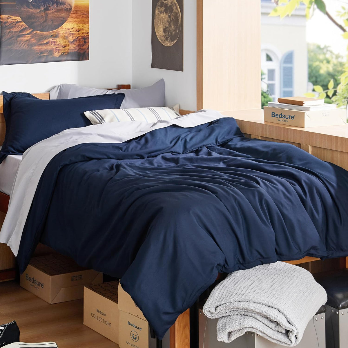 Bedsure Duvet Cover Queen Size, 3Pcs Soft Double Brushed Bedding Set, White