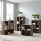 Signature Design by Ashley 6 Cube Storage Organizer, Brown Bookshelf | Durable engineered wood, Weathered brown finish, Fits standard 10.5-inch bins for neat closet storage, Shallifer Series
