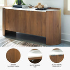 Signature Design by Ashley Modern Accent Cabinet, 66 in Credenza, Fitzroy | Solid mango wood sideboard, Mostly pre-assembled, 3 soft-close doors, Built-in cord management, Natural wood finish