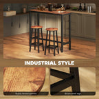 HOMCOM Bar Stools Tall Bar Chairs with Steel Frame Set of 2 Brown
